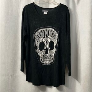 Embroidered Skull Sweater - Like New Condition